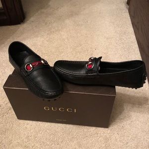 Gucci Leather Driver w Web — Black sz 37